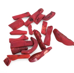 Rød farvet Koral "Sticks" – 18-40 mm - 20 gram